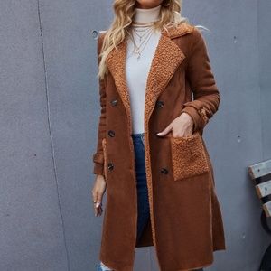 vegan suede rust teddy shearling lined